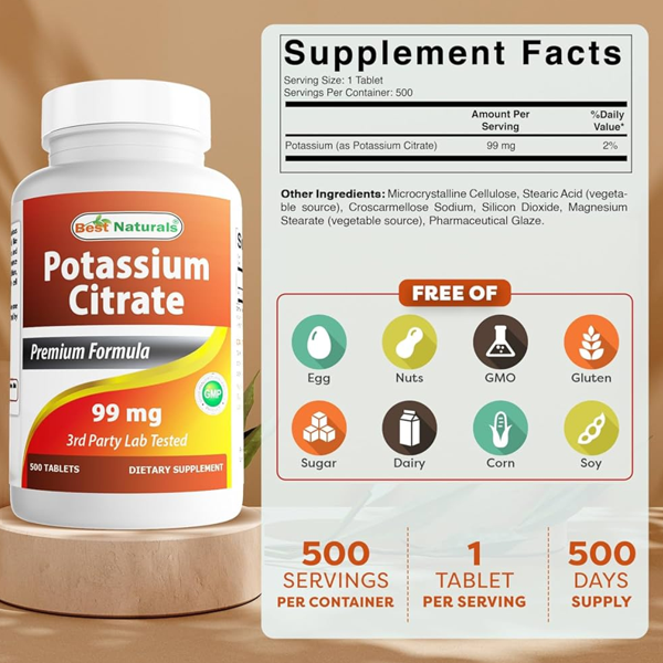 Best Naturals Potassium Citrate 99mg Capsules