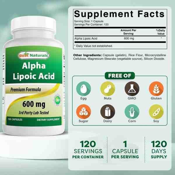 Best Naturals Alpha Lipoic Acid 600 mg