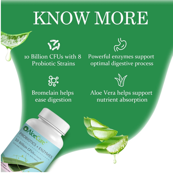 Aloecure Probiotics + Enzyme 10 Billion Cfus Capsules