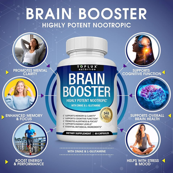 Toplux Nutrition Brain Nootropic Booster Capsules