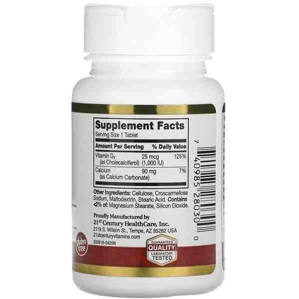 21st Century Vitamin D3 1000 IU (25 mcg) | 60 Tablets