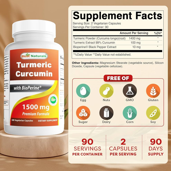 Best Naturals Turmeric Curcumin 1500mg Capsules