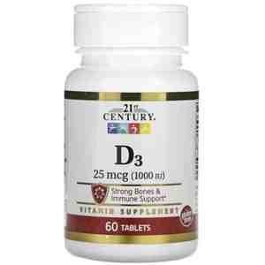 21st Century Vitamin D3 1000 IU (25 mcg) | 60 Tablets