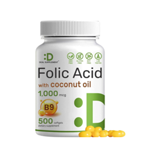 Deal Supplement Folic Acid With Coconut Oil Capsules