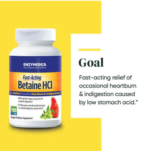 Enzymedica Fast-acting Betaine Hcl Capsules