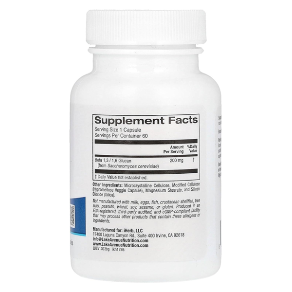 Lake Avenue Nutrition Beta Glucan 1-3, 1-6, 200 mg