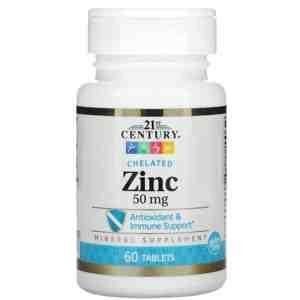 21st Century Chelated Zinc 50 mg | 60 Tablets