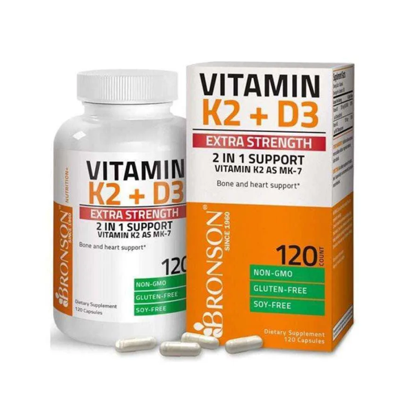 Bronson Vitamin K2 + D3 Extra Strength Capsules
