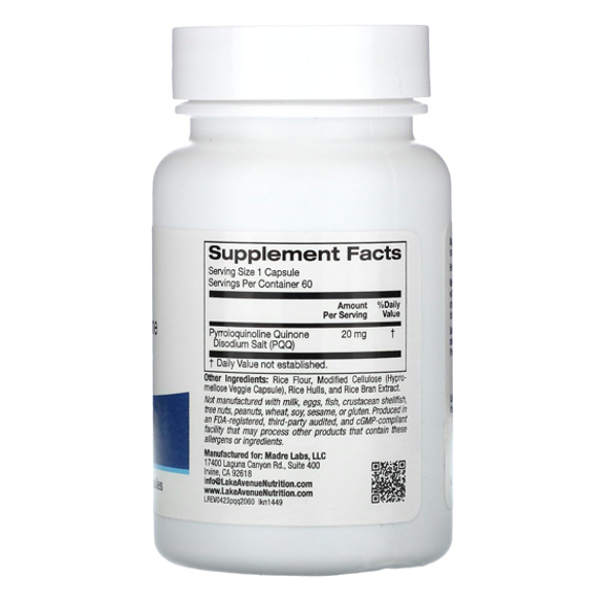 Lake Avenue Nutrition PQQ Pyrroloquinoline Quinone 20 mg