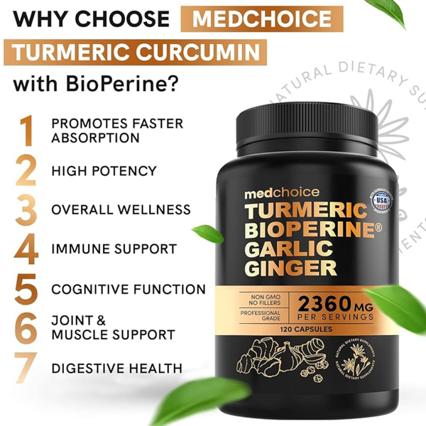 Medchoice Turmeric Bioperine Garlic Ginger Capsules