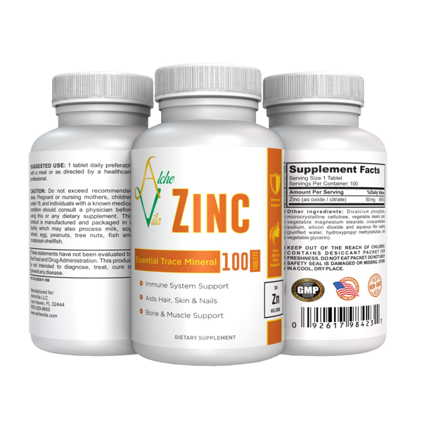 Alchevita Zinc 50mg Essential Trace Mineral Capsules