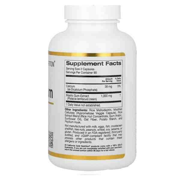 California Gold Nutrition Mastic Gum 500 mg | 180 Capsules