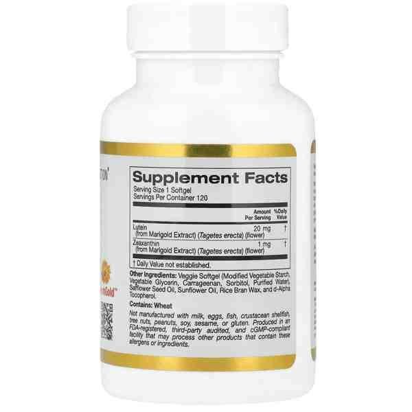 California Gold Nutrition Lutein 20 mg | 120 Tablets