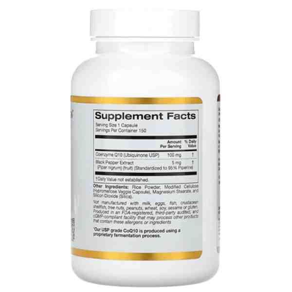 California Gold Nutrition CoQ10 with BioPerine 100 mg Fermented