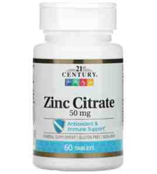 21st Century Zinc Citrate 50 mg | 60 Tablets