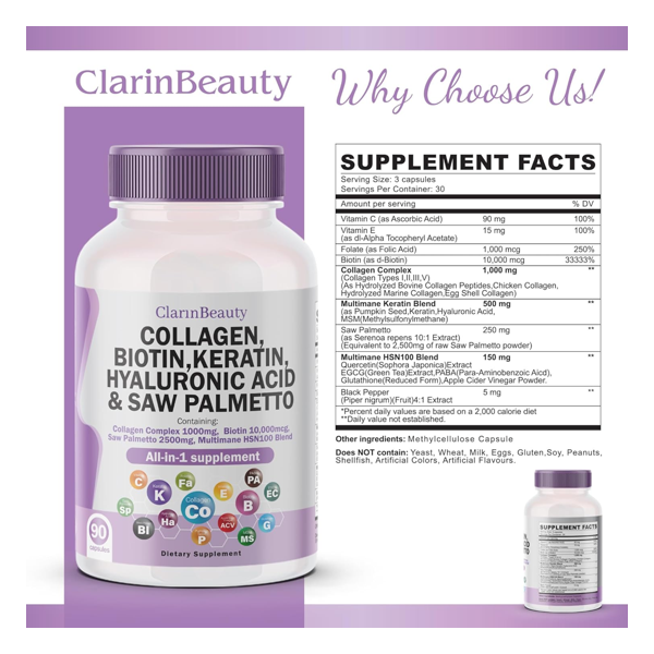 ClarinBeauty Collagen, Biotin Capsules