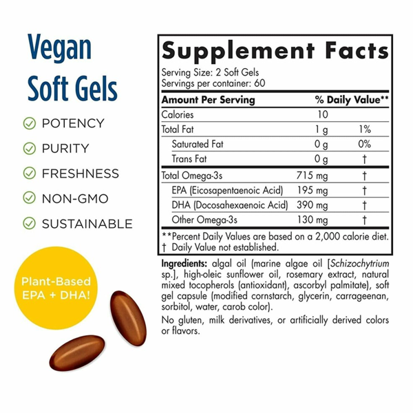 Nordic Naturals Algae Omega 715mg Capsules