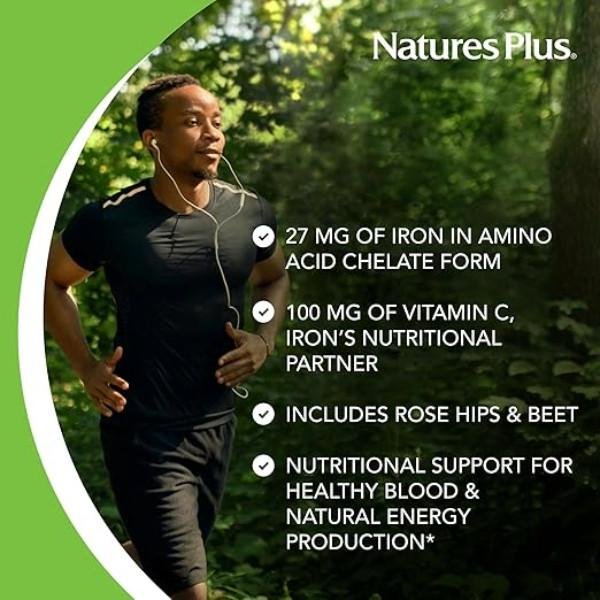 Natures Plus Chewable Iron With Vitamin C & Herbs Supplement