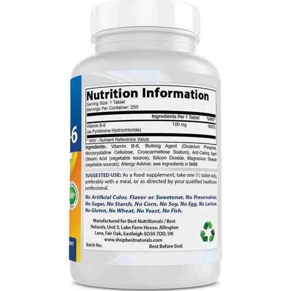 Best Naturals Vitamin B6 – 250 Tablets