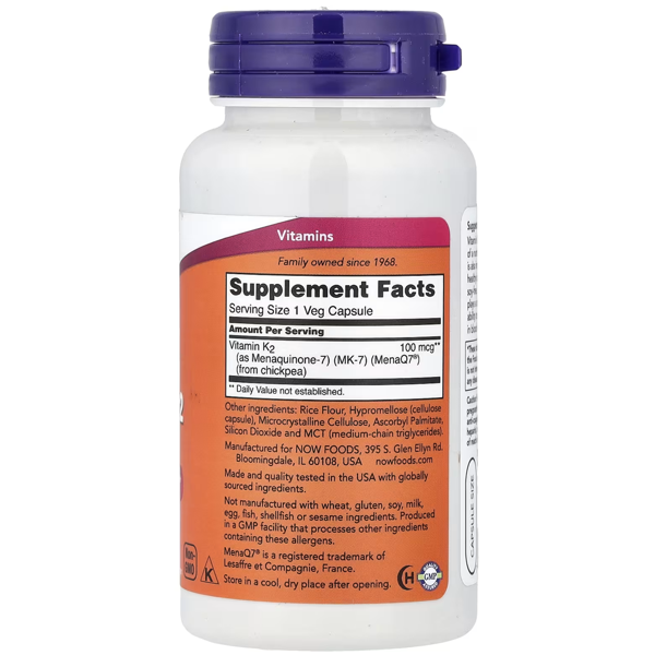 Now Foods Mk-7 Vitamin K-2 100 Mcg Capsules