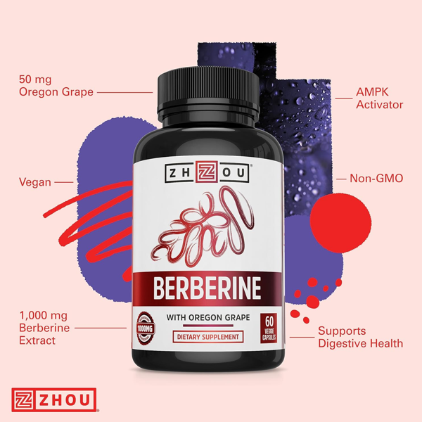 Zhou Nutrition Berberine with Oregon Grape Capsules