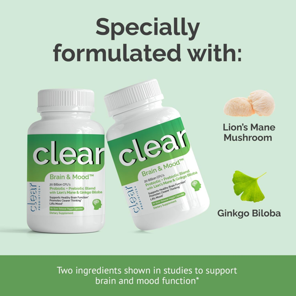 Clear Brain & Mood 20 Billion CFUs Probiotic Capsules