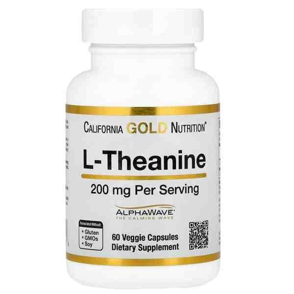 California Gold Nutrition L-Theanine 200 mg – AlphaWave- 60 Capsules