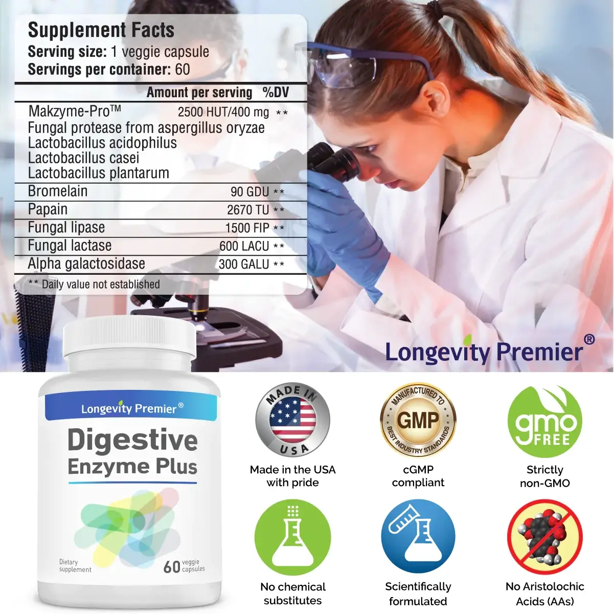 Longevity Premier Digestive Enzymes Plus Capsule