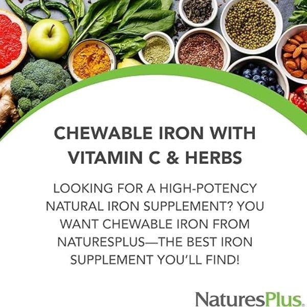 Natures Plus Chewable Iron With Vitamin C & Herbs Supplement