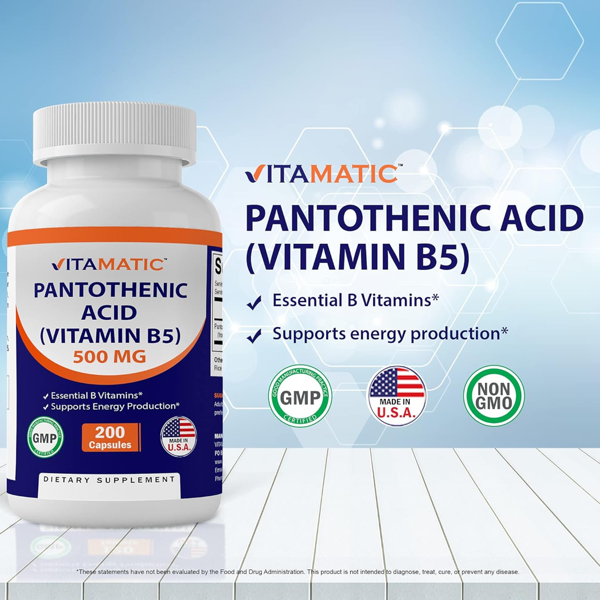 Vitamatic Pantothenic Acid (Vitamin B5) 500 Mg