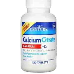 21st Century Calcium Citrate +D3 Maximum | 120 Tablets