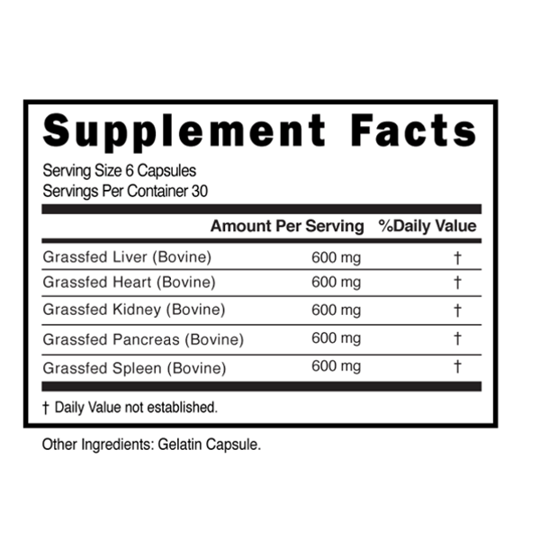 Ancestral Supplements Grass Fed Beef Organs Capsules