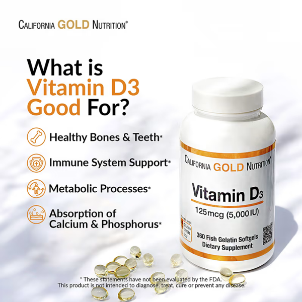 California Gold Nutrition Vitamin D3, 125 Mcg (5,000 Iu)