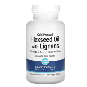 Lake Avenue Nutrition Cold Pressed Flaxseed Oil with Lignans Capsules