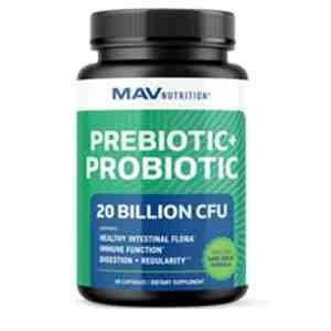 MAV Nutrition Prebiotic + Probiotic | 20 Billion CFU | 60 Capsules