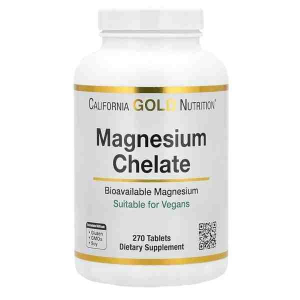 California Gold Nutrition Magnesium Chelate| 90 Tablets