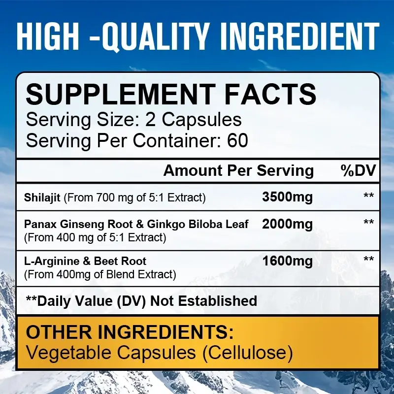 Shilajit Panax Ginseng + Ginkgo Biloba + L-arginine + Beet Root